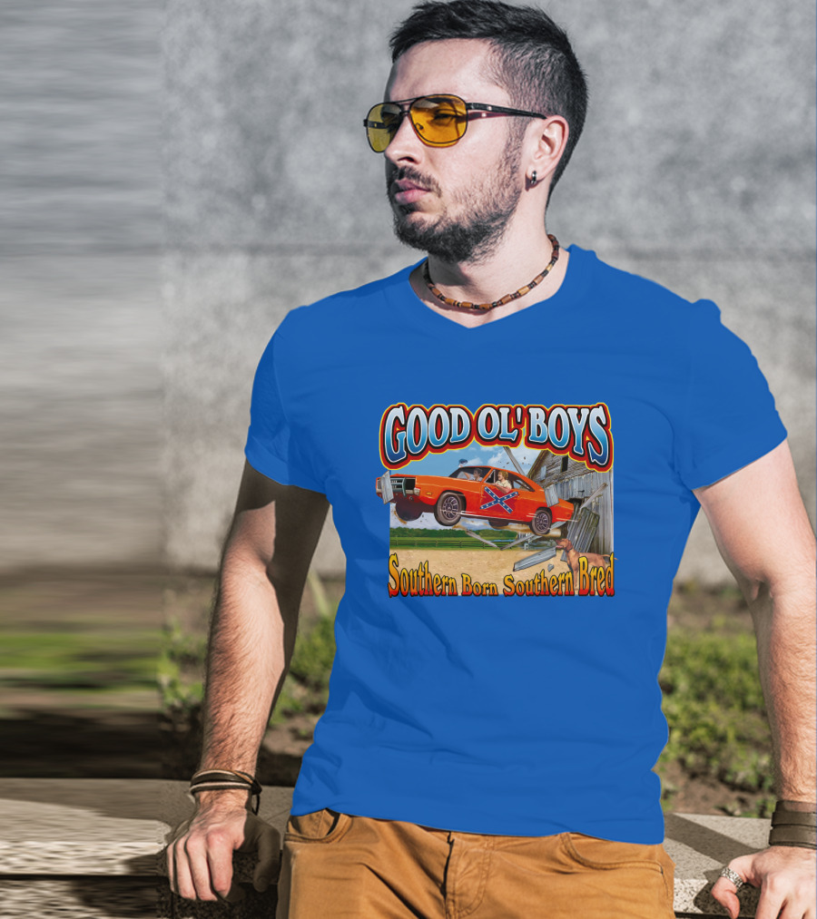 Good Ol' Boys Southern Born Southern Bred Dukes Of Hazzard Car Jump Scene T-Shirt