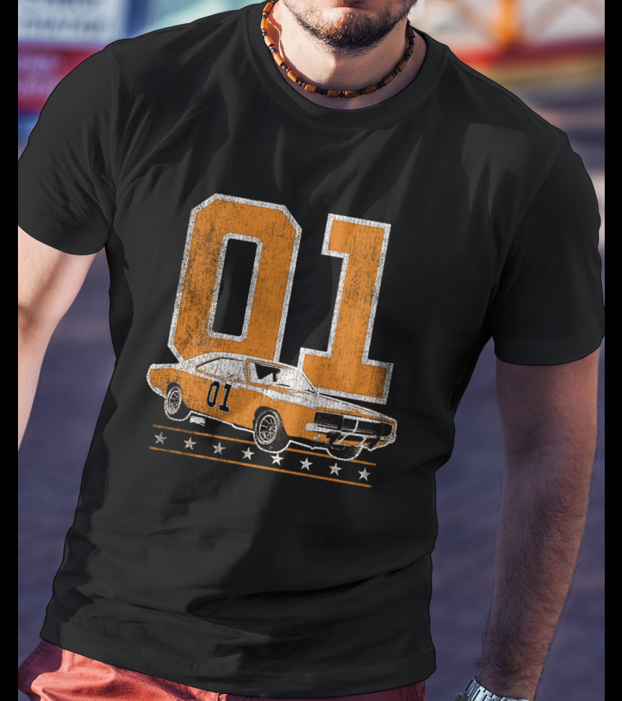 01 General Lee Dukes Of Hazzard Car Stars T-Shirt