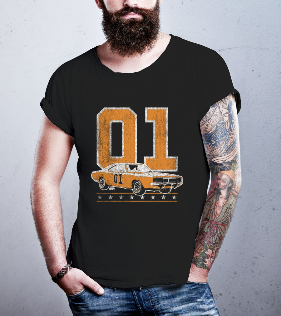 01 General Lee Dukes Of Hazzard Car Stars T-Shirt