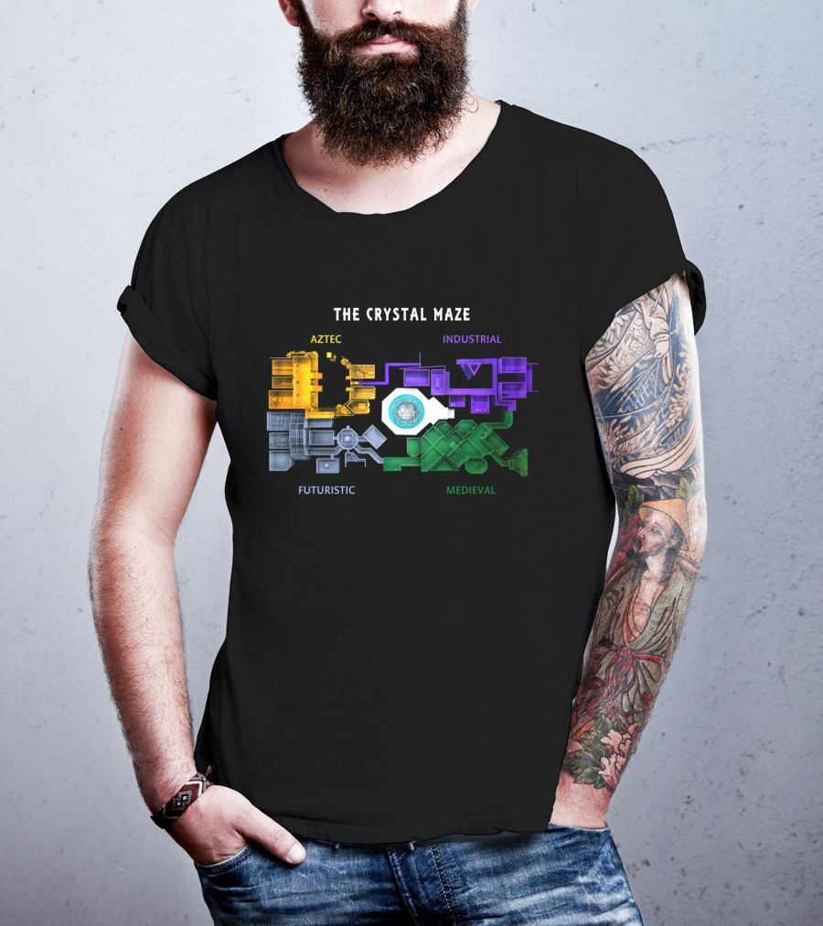 The Crystal Maze Map Aztec Industrial Futuristic Medieval T-Shirt