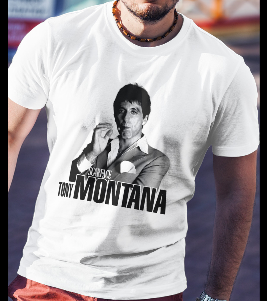 Scarface Tony Montana Cigar Black And White Photo T-Shirt