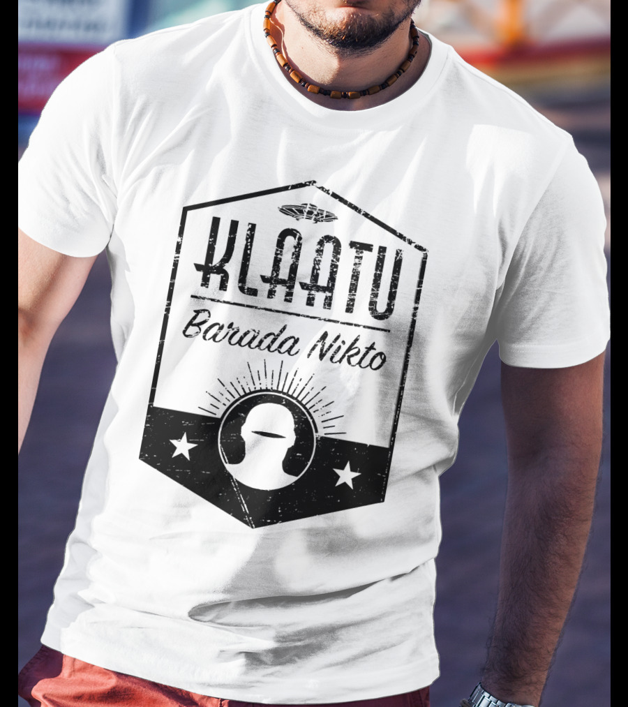 Klaatu Barada Nikto The Day The Earth Stood Still Spaceship Icon Retro Badge T-Shirt