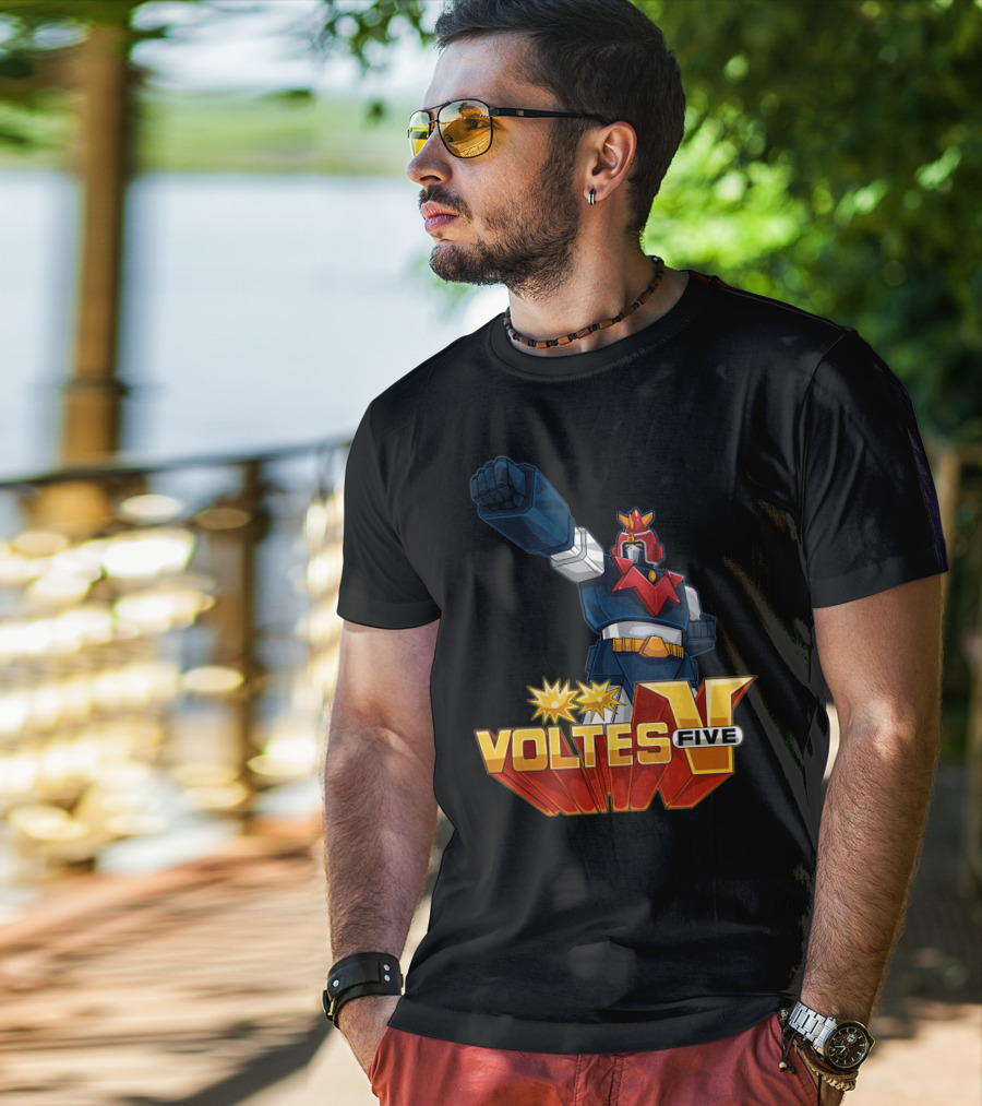 Voltes Five Robot Iconic Anime Character Fist Power Action T-Shirt