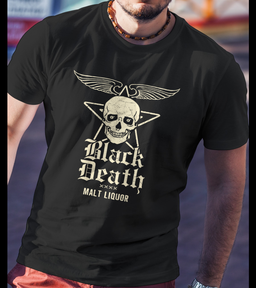Black Death Malt Liquor Skull Wings T-Shirt