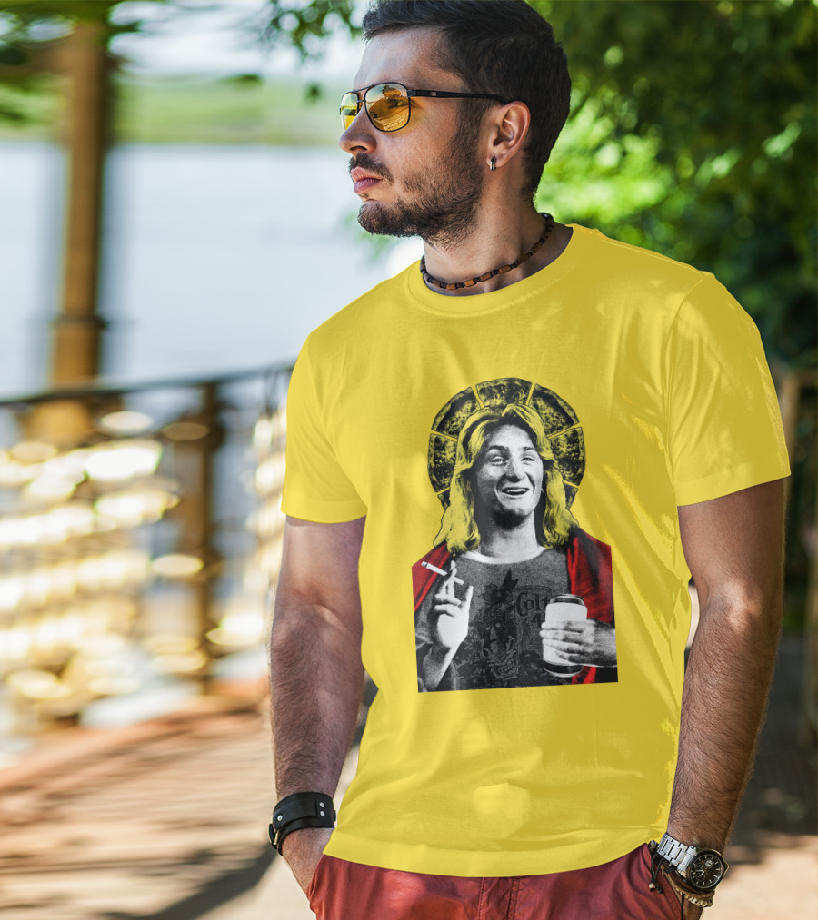 Fast Times At Ridgemont High Jeff Spicoli Halo Smoking And Holding Drink T-Shirt