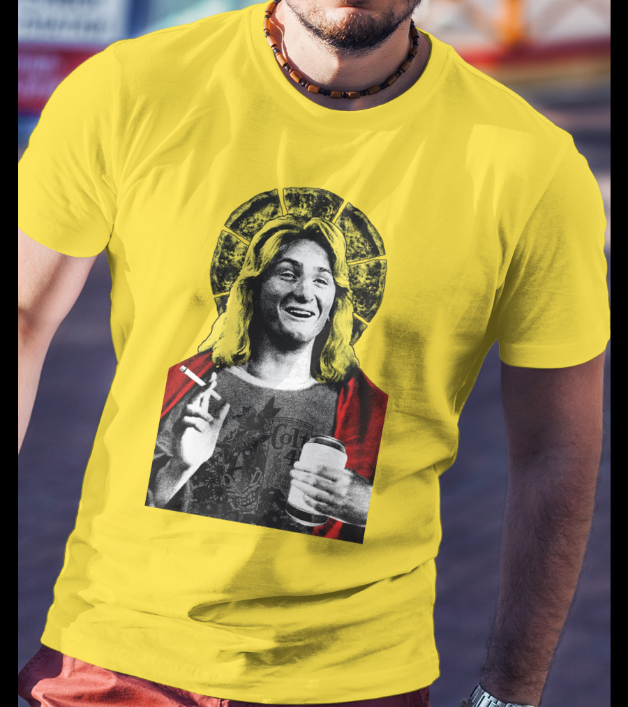 Fast Times At Ridgemont High Jeff Spicoli Halo Smoking And Holding Drink T-Shirt
