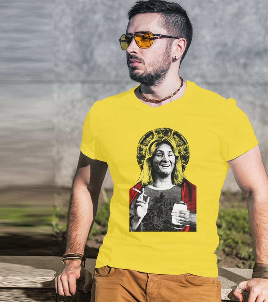 Fast Times At Ridgemont High Jeff Spicoli Halo Smoking And Holding Drink T-Shirt