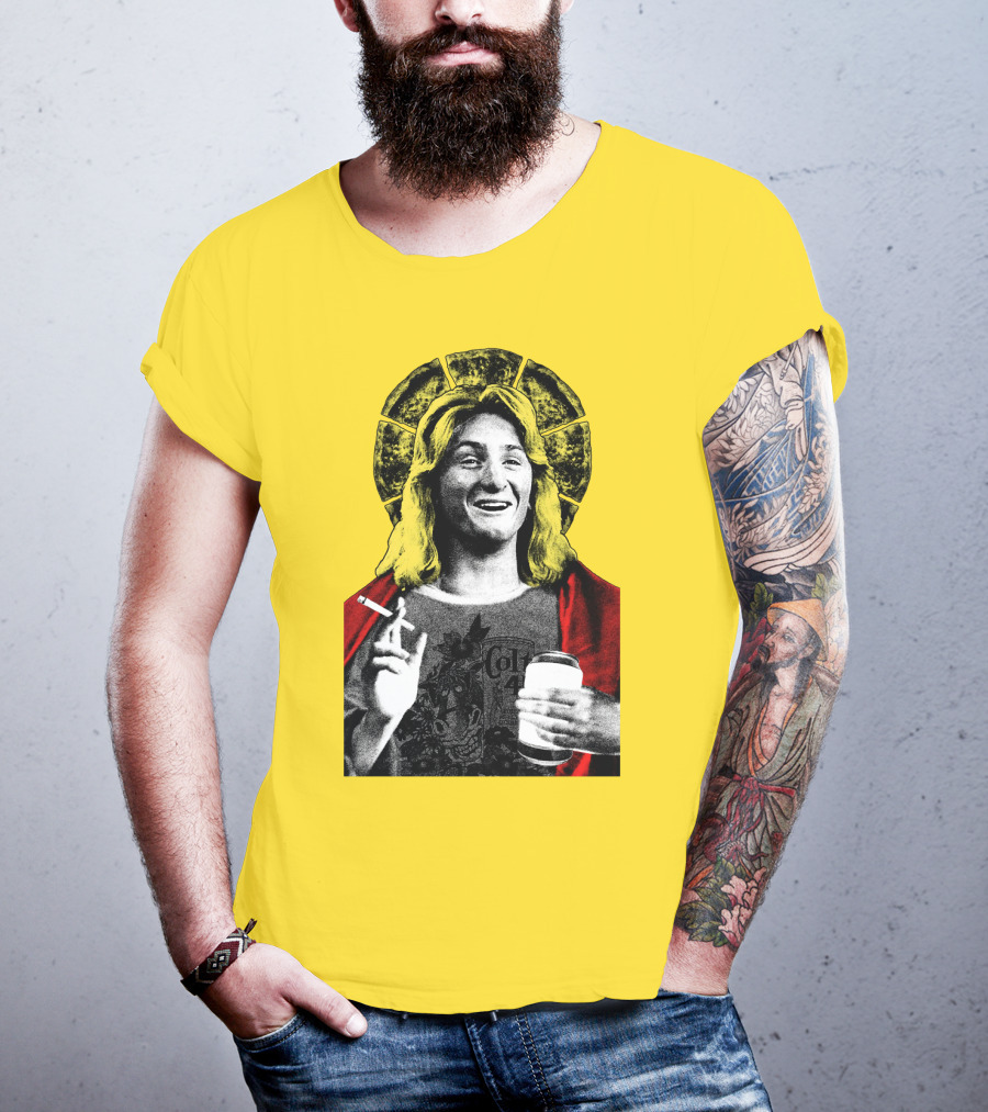 Fast Times At Ridgemont High Jeff Spicoli Halo Smoking And Holding Drink T-Shirt