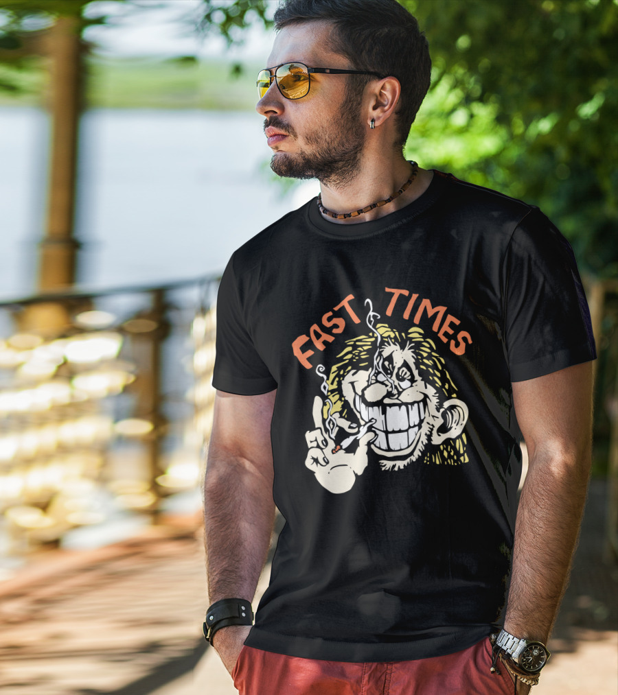 Fast Times Cheech And Chong Style Smoking Cartoon T-Shirt