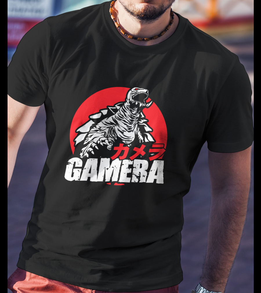 GAMERA Flying Turtle Kaiju Red Circle Background T-Shirt
