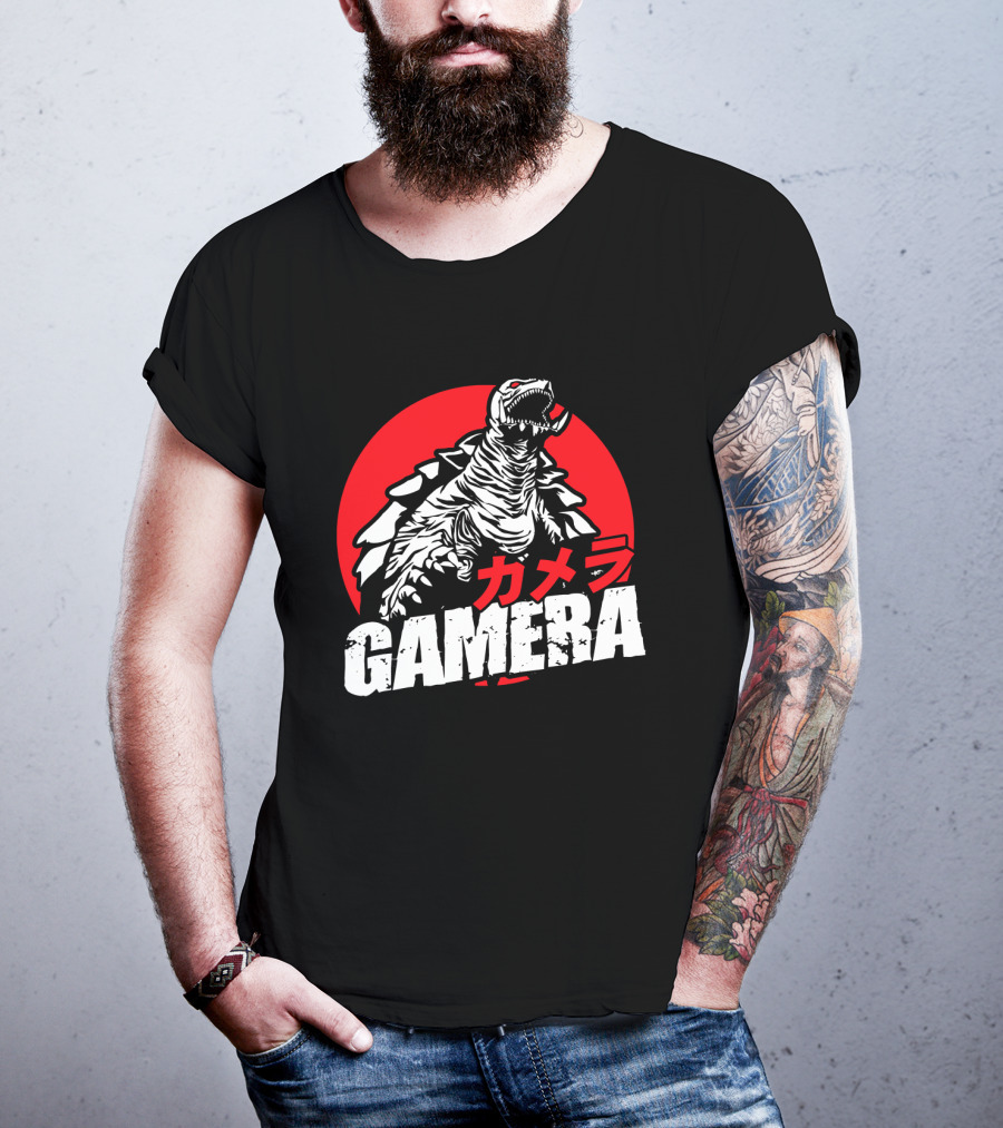 GAMERA Flying Turtle Kaiju Red Circle Background T-Shirt