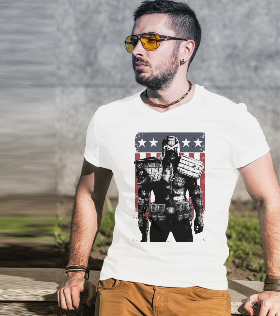 Judge Dredd Judgement Day Stars And Stripes Comic Hero T-Shirt
