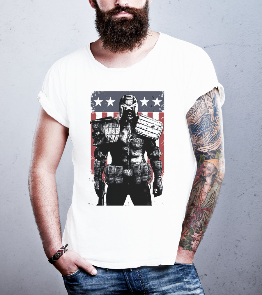 Judge Dredd Judgement Day Stars And Stripes Comic Hero T-Shirt
