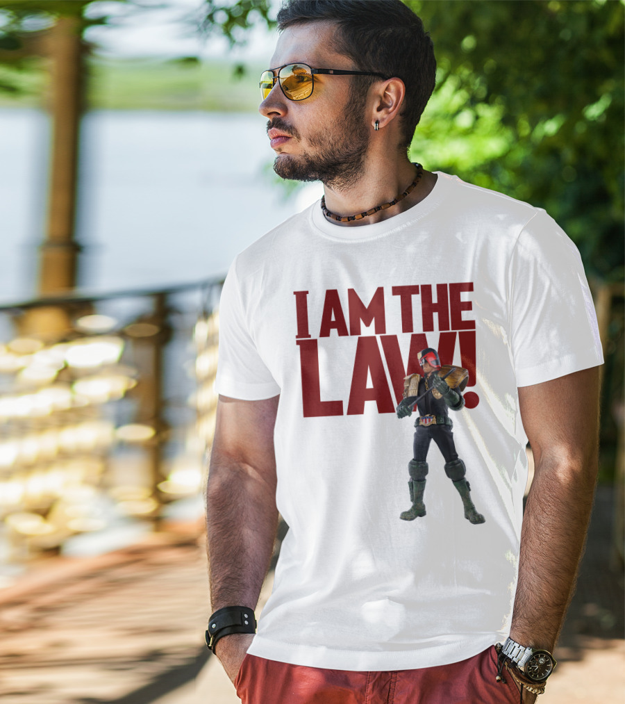 Judge Dredd I Am The Law Action Figure Stance T-Shirt