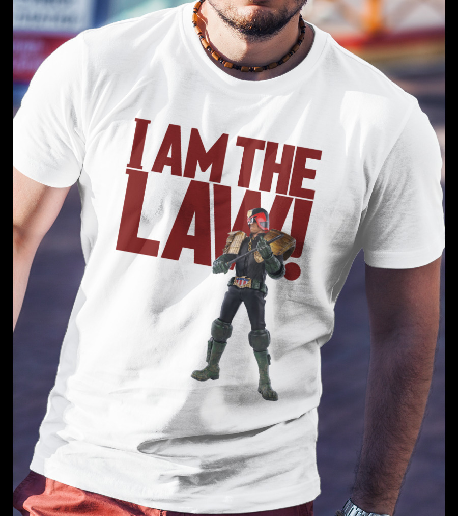 Judge Dredd I Am The Law Action Figure Stance T-Shirt