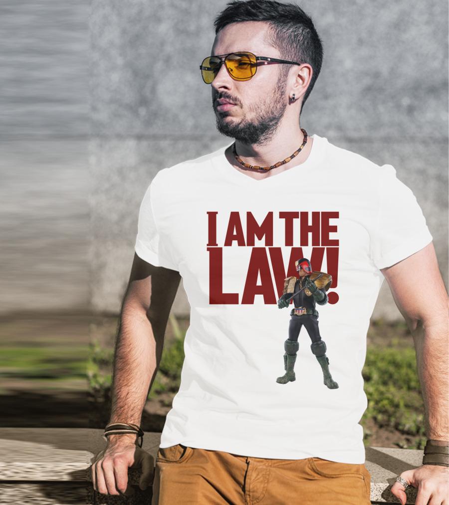 Judge Dredd I Am The Law Action Figure Stance T-Shirt