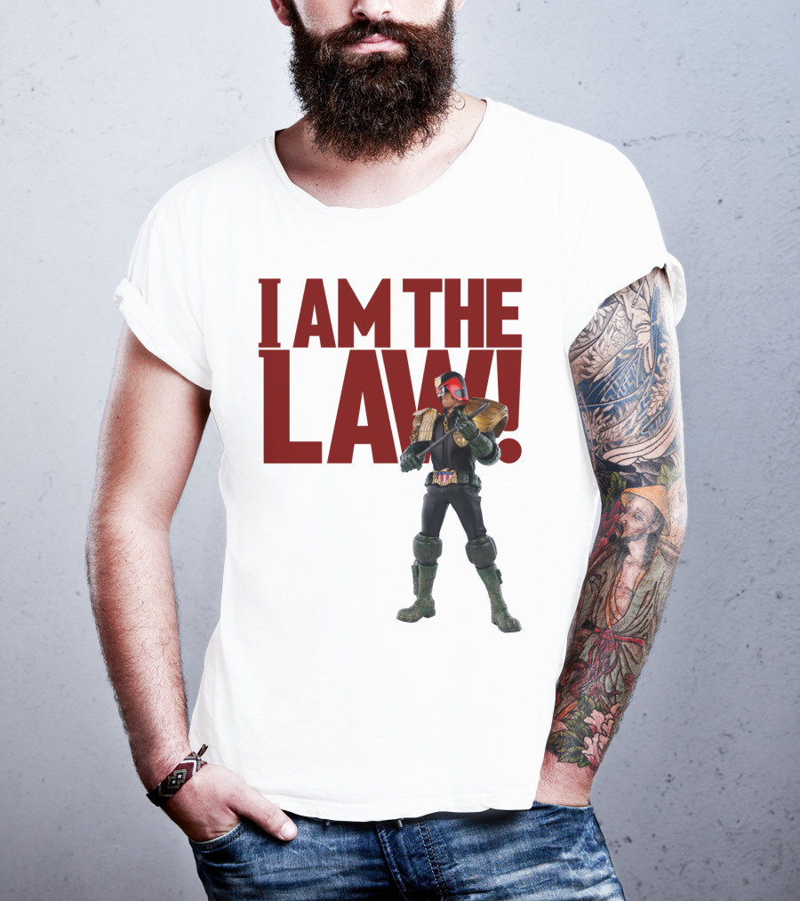 Judge Dredd I Am The Law Action Figure Stance T-Shirt