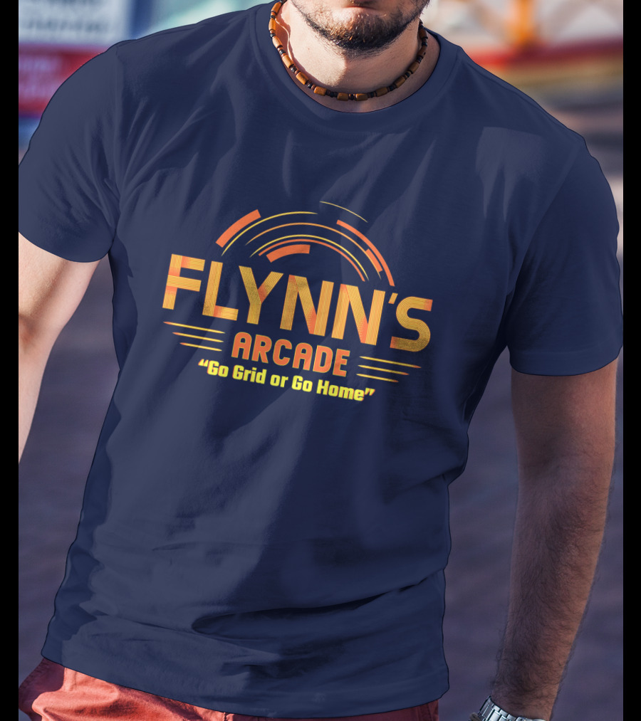 Flynn's Arcade Go Grid Or Go Home Retro Gaming T-Shirt