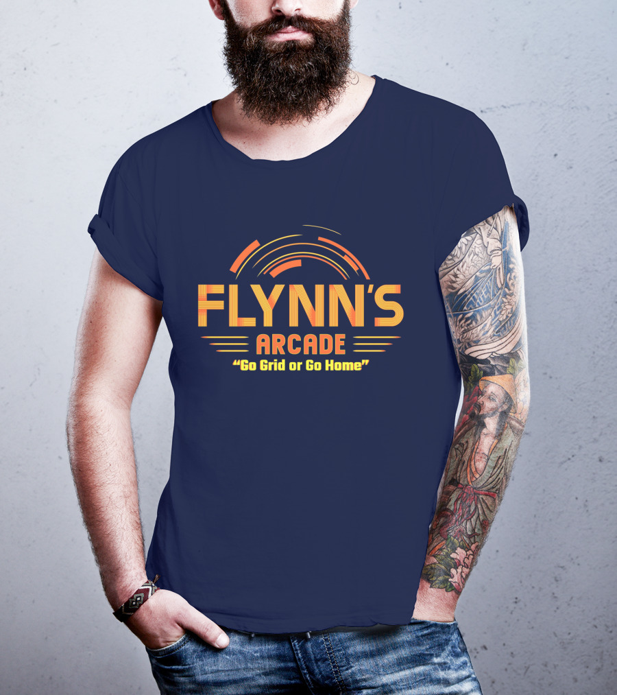 Flynn's Arcade Go Grid Or Go Home Retro Gaming T-Shirt