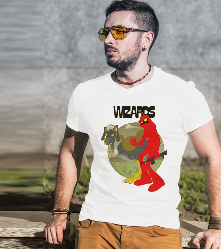 Wizards Animation Character With Red Humanoid And Armed Bird T-Shirt