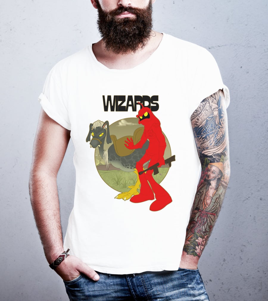 Wizards Animation Character With Red Humanoid And Armed Bird T-Shirt