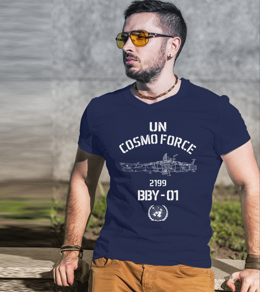 UN Cosmo Force 2199 BBY-01 Spaceship Blueprint T-Shirt