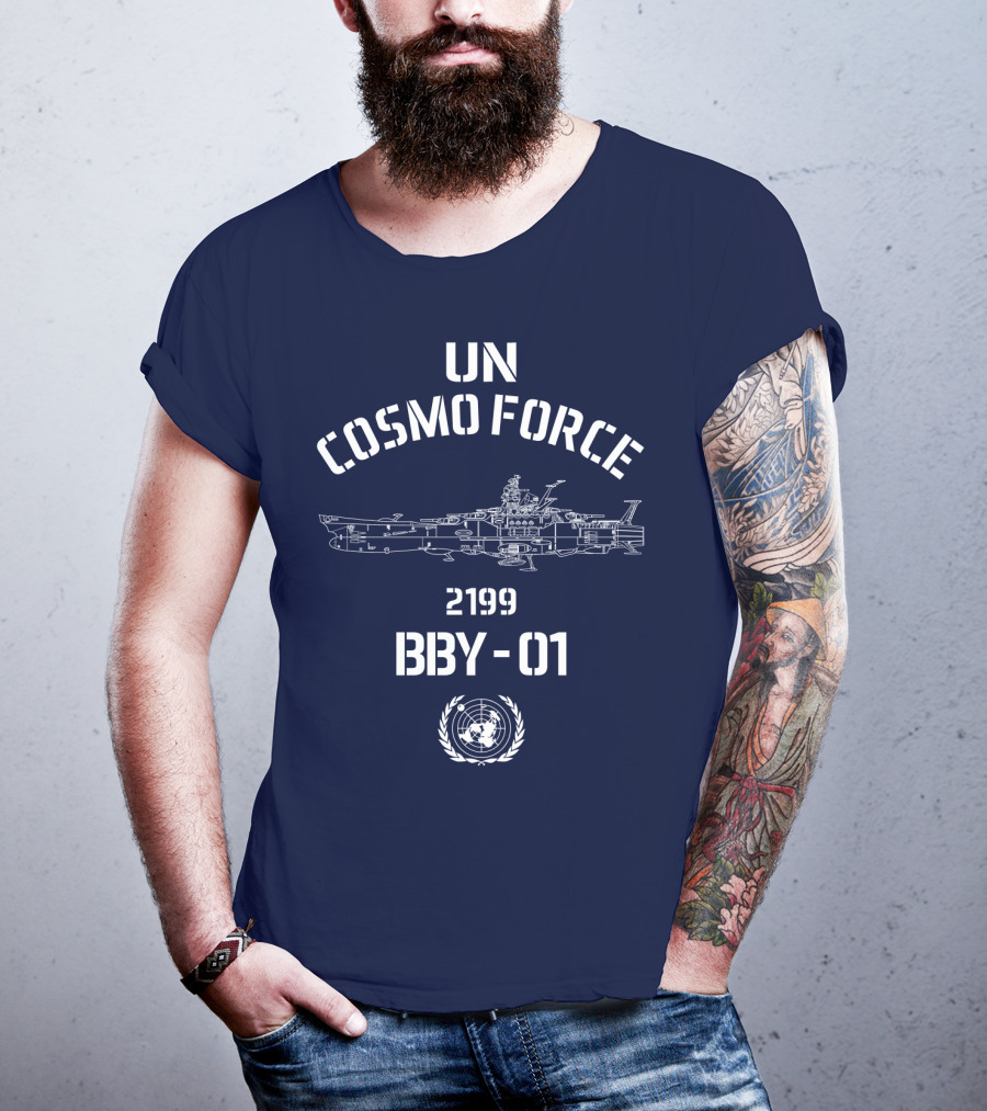 UN Cosmo Force 2199 BBY-01 Spaceship Blueprint T-Shirt
