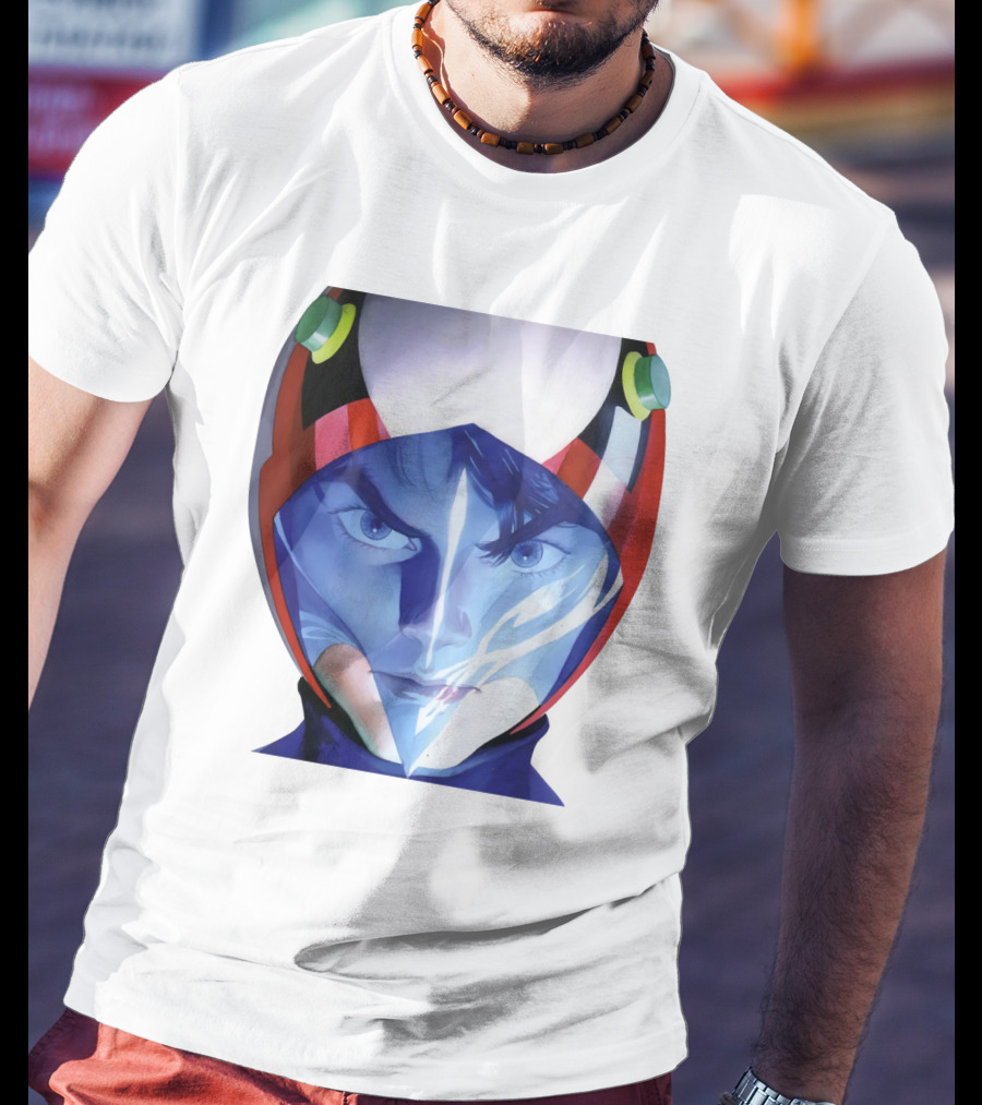 Battle Of The Planets GuideBook Helmet Face Close-Up T-Shirt