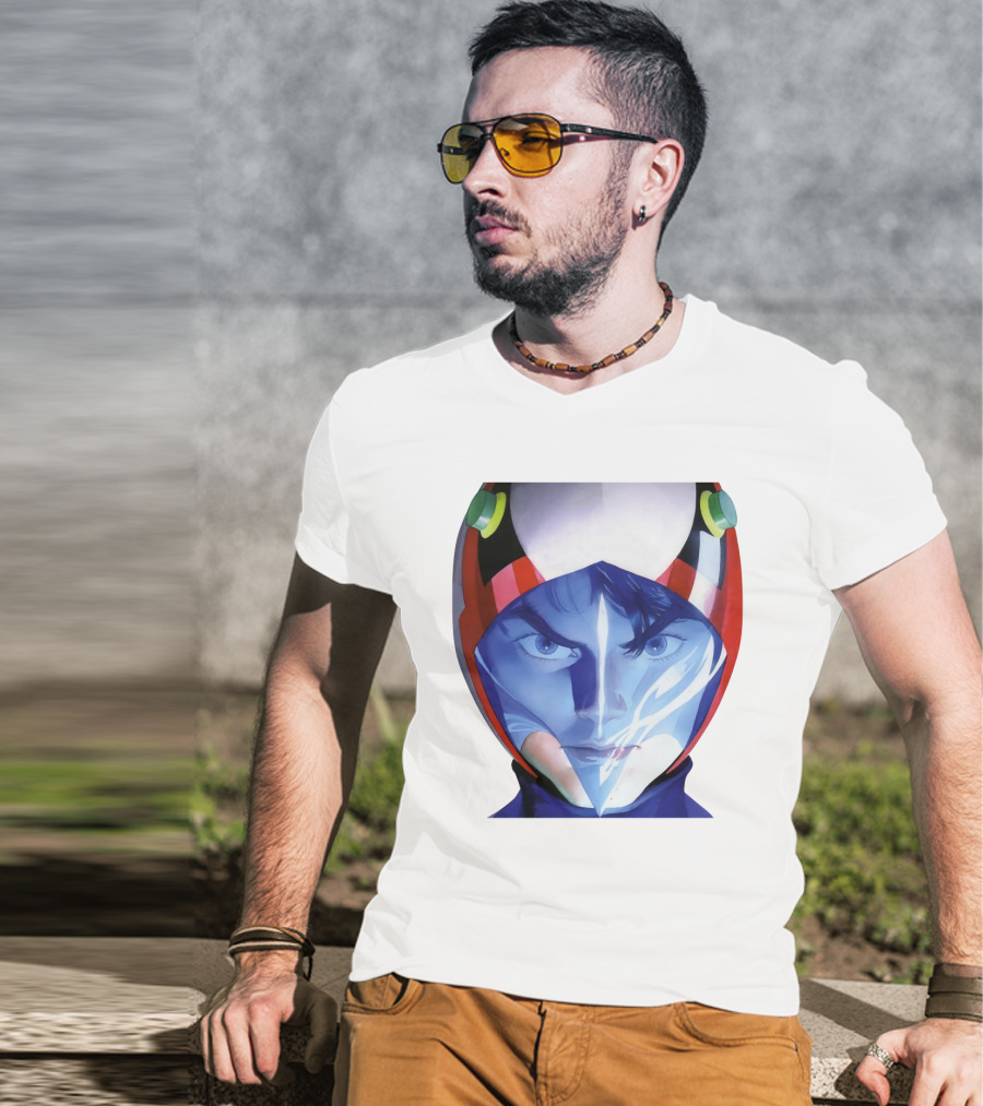 Battle Of The Planets GuideBook Helmet Face Close-Up T-Shirt
