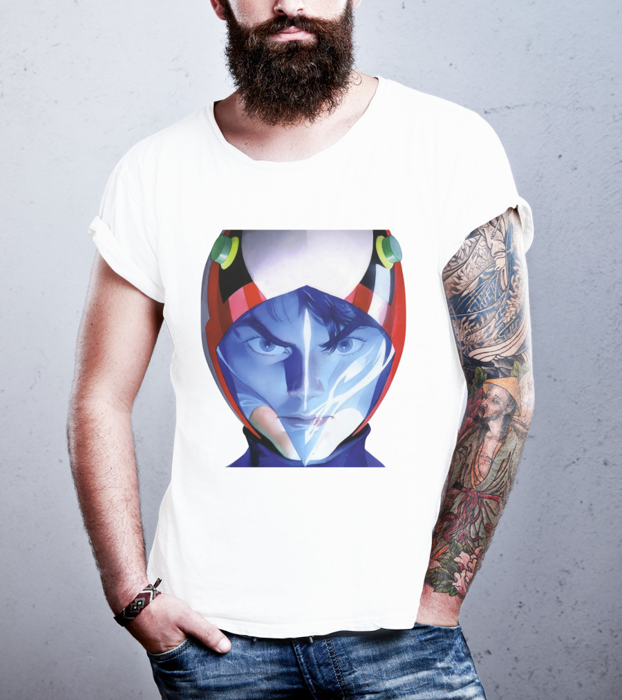 Battle Of The Planets GuideBook Helmet Face Close-Up T-Shirt