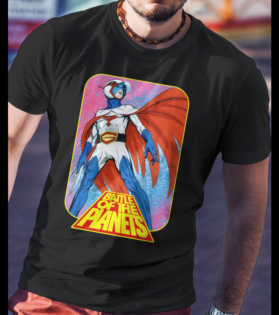 Battle Of The Planets G-Force Heroic Stance In Space Background T-Shirt