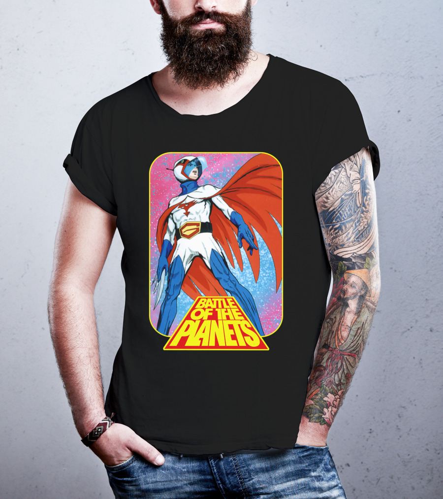 Battle Of The Planets G-Force Heroic Stance In Space Background T-Shirt