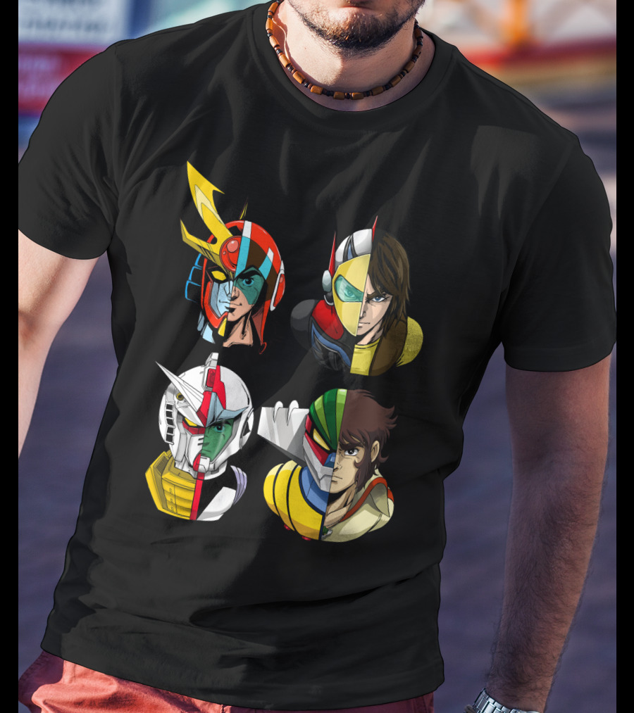Duke Fleed Jeeg Gundam Daitarn Iconic Mecha Heroes Fusion T-Shirt