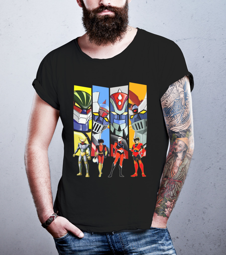 Jeeg Mazinga Mazinger Goldrake Grendizer Robot Heroes Ensemble T-Shirt