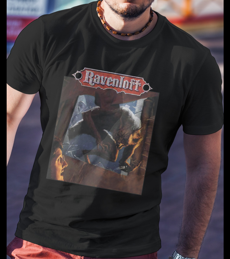 Ravenloft Dark Of The Moon Wolf And Person In Broken Window Scene T-Shirt