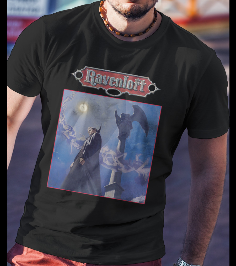 Ravenloft Dungeons And Dragons Vampire Castle Full Moon Gothic T-Shirt
