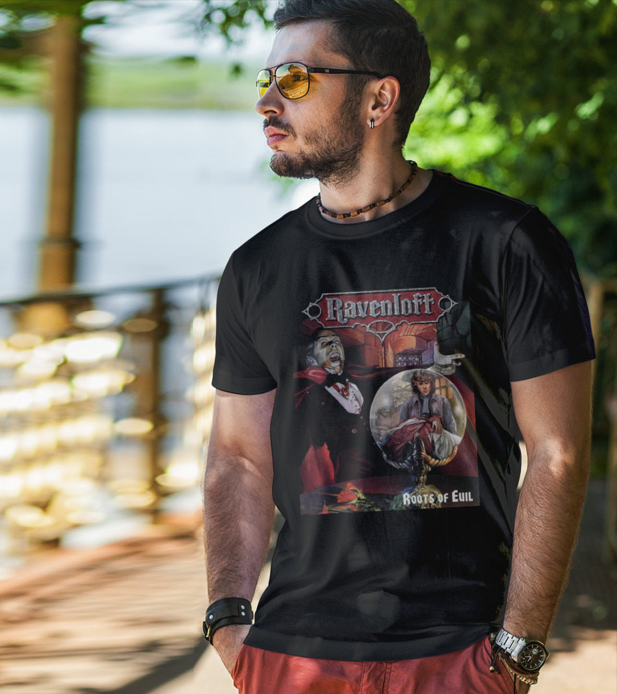 Ravenloft Roots Of Evil Vampire And Crystal Ball Fantasy T-Shirt