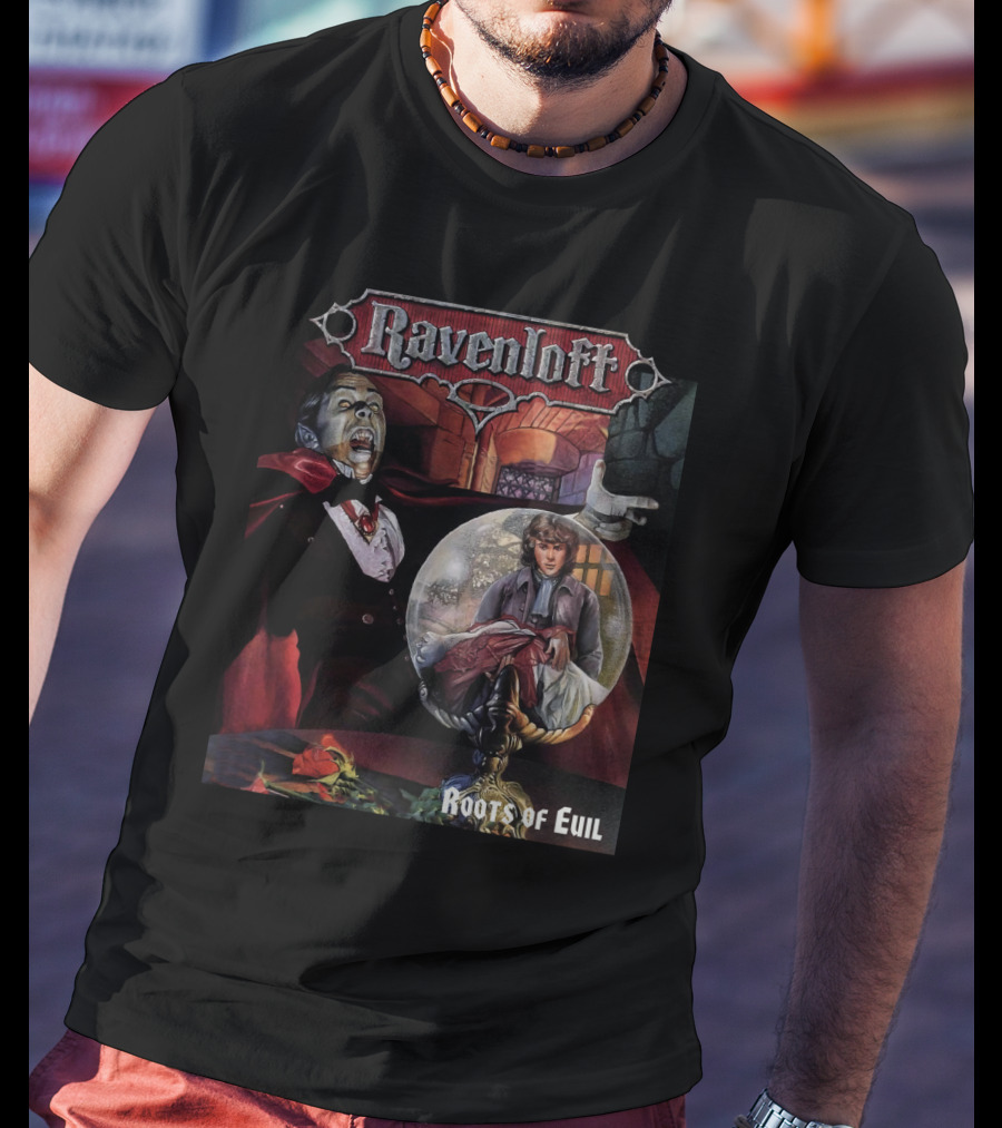 Ravenloft Roots Of Evil Vampire And Crystal Ball Fantasy T-Shirt
