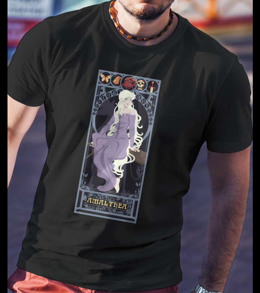Amalthea The Last Unicorn Fantasy Vintage Style Art Nouveau T-Shirt