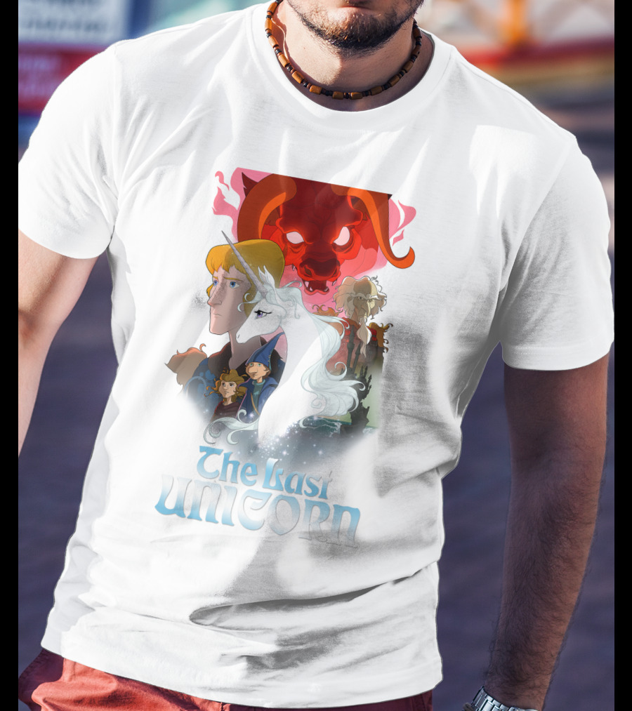 The Last Unicorn Animated Fantasy Characters And Red Bull Face T-Shirt