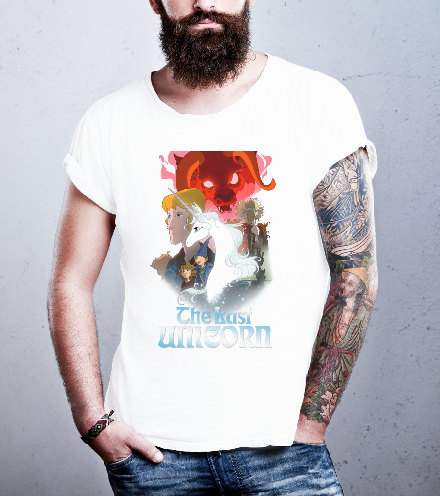 The Last Unicorn Animated Fantasy Characters And Red Bull Face T-Shirt