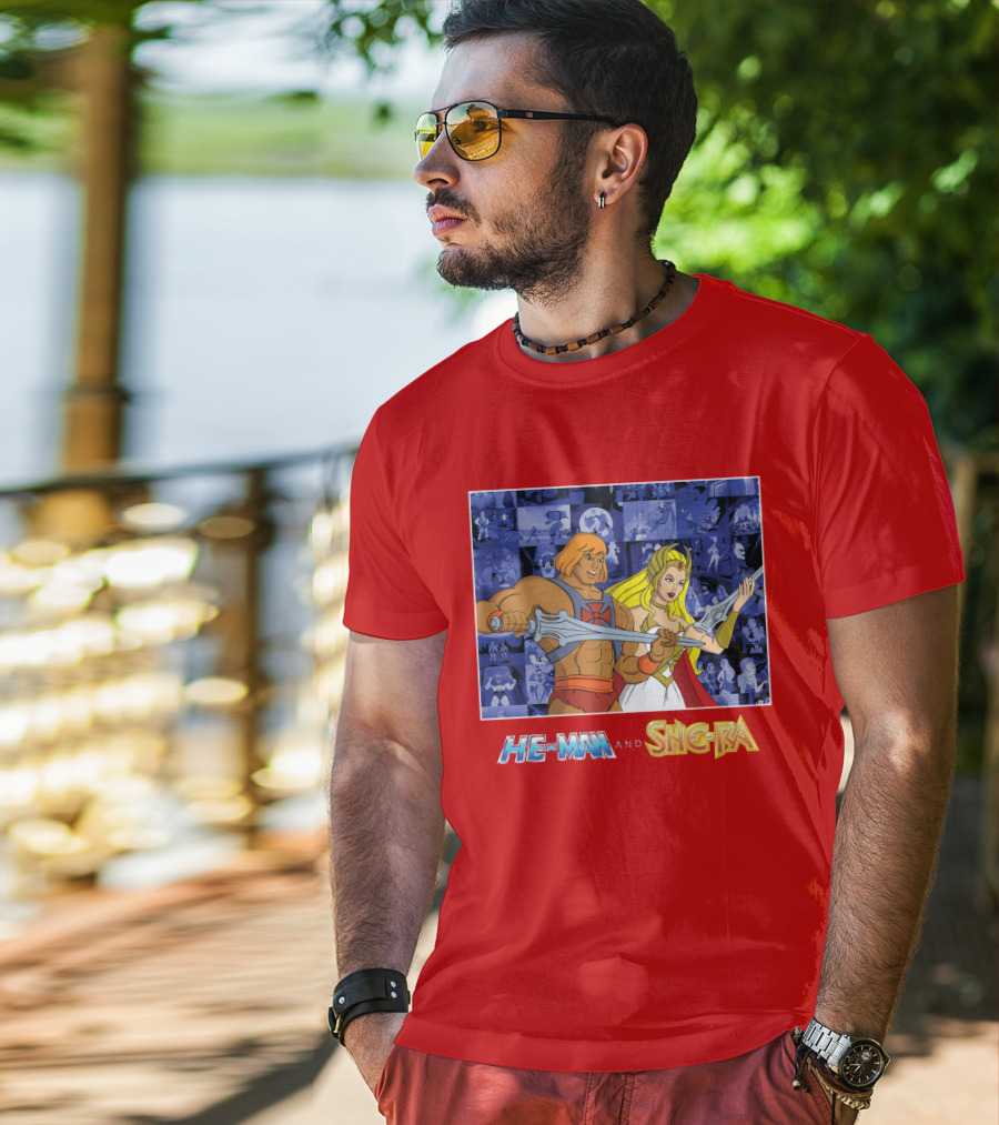 He-Man And She-Ra Characters With Sword T-Shirt