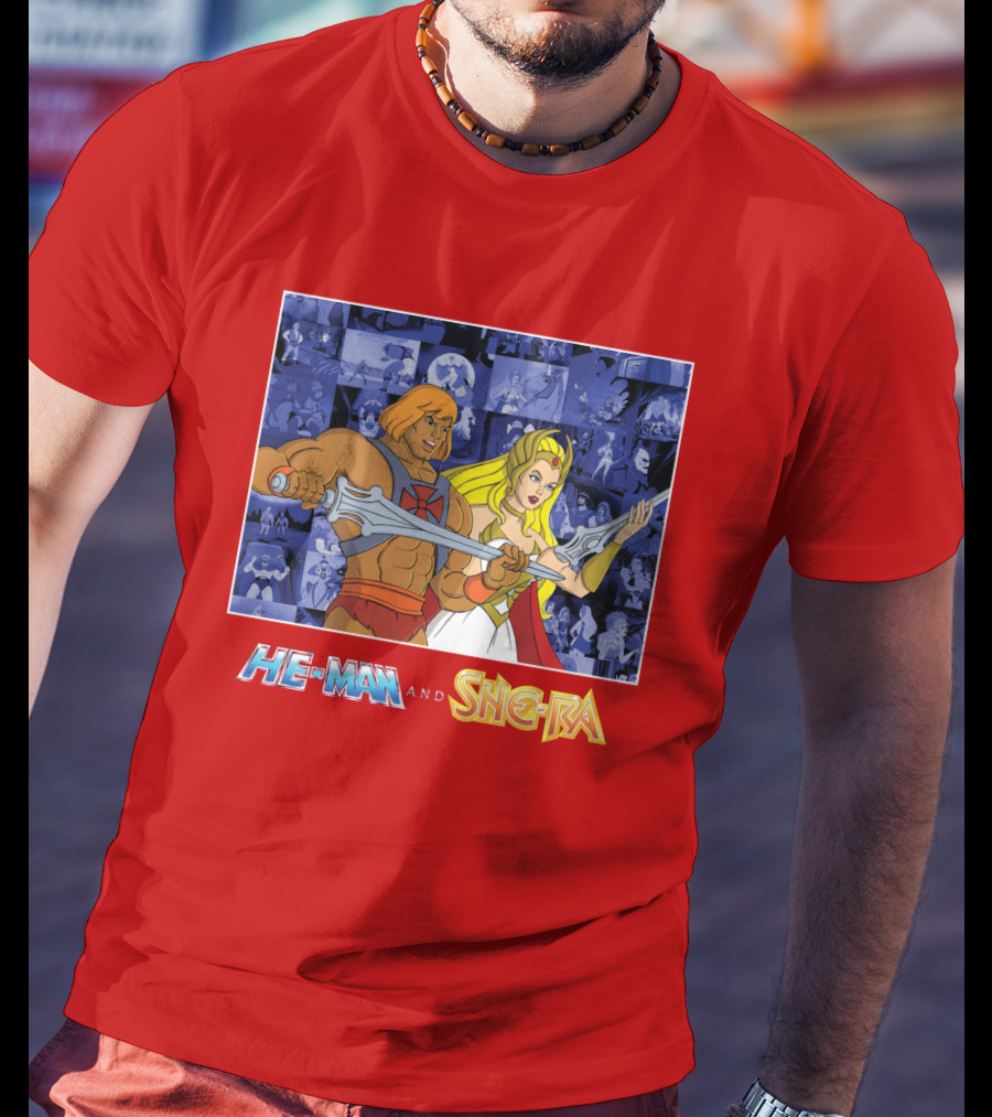 He-Man And She-Ra Characters With Sword T-Shirt