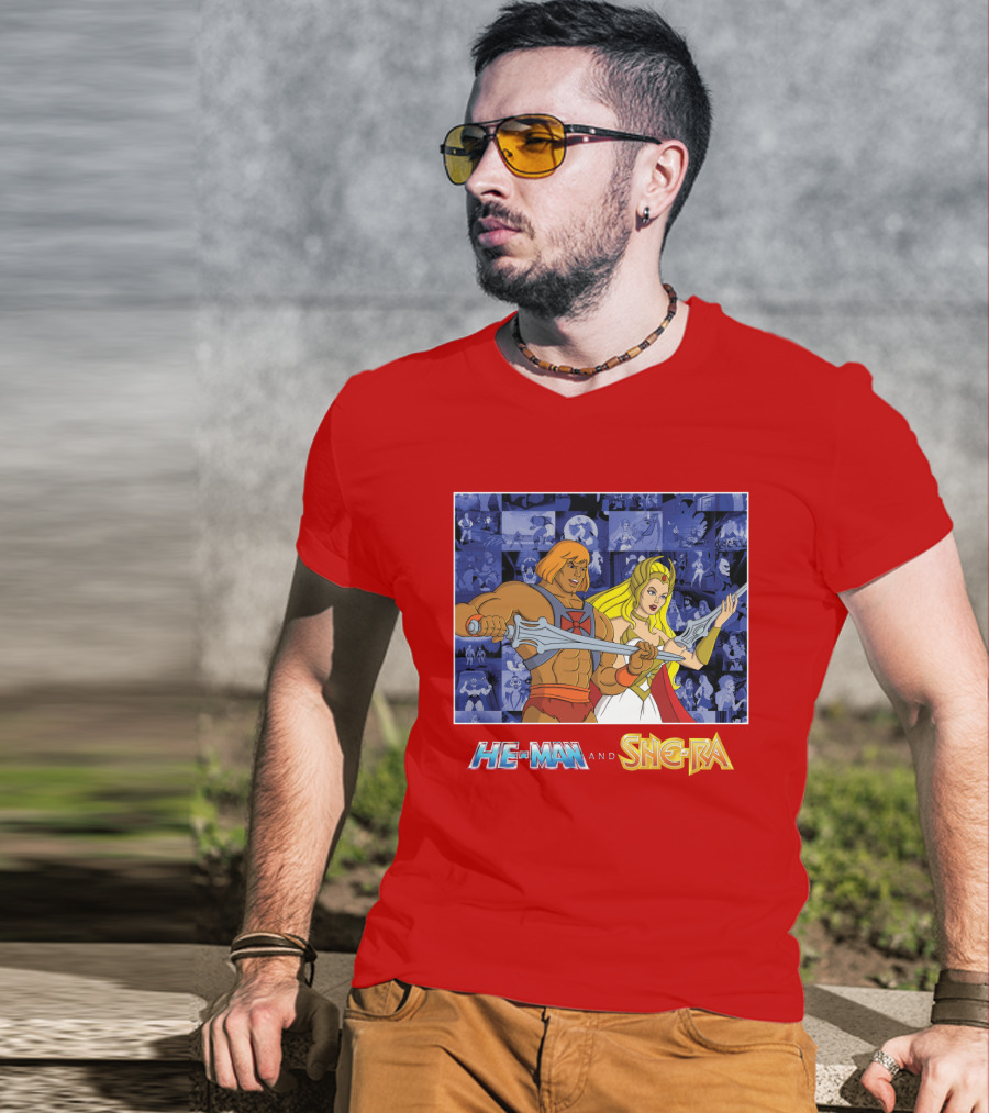 He-Man And She-Ra Characters With Sword T-Shirt