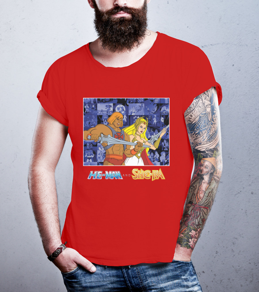 He-Man And She-Ra Characters With Sword T-Shirt