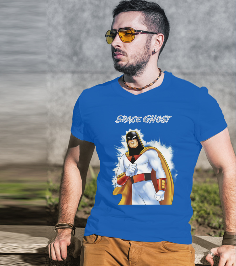 Space Ghost Classic Character With Dynamic Pose And Iconic Heroic T-Shirt