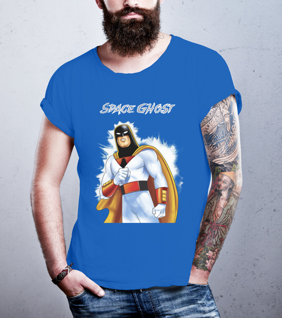 Space Ghost Classic Character With Dynamic Pose And Iconic Heroic T-Shirt
