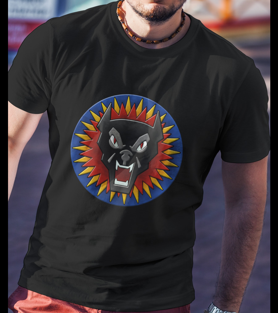 Clan Nova Cat Emblem Aggressive Feline Face In Sunburst Circle T-Shirt