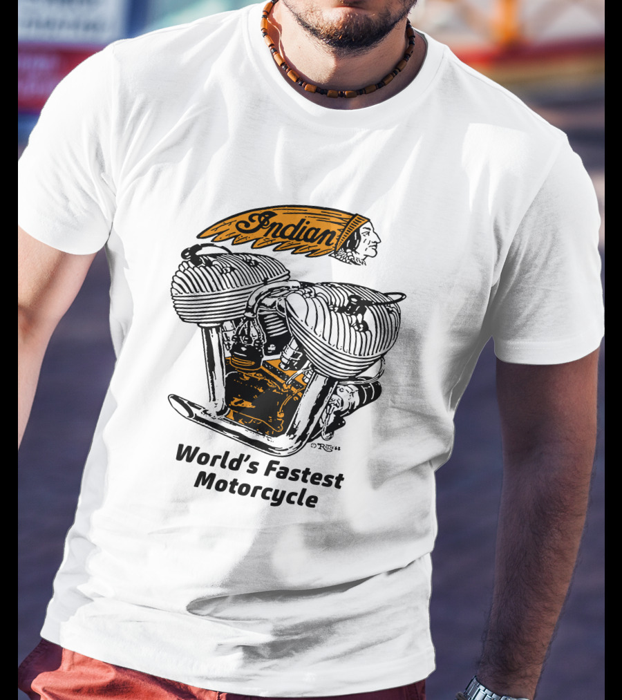 Indian World's Fastest Motorcycle Vintage Engine T-Shirt