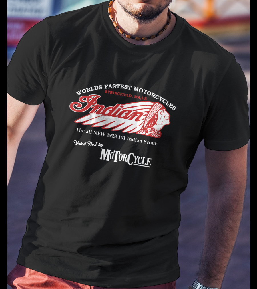 Worlds Fastest Motorcycles Indian Springfield MA US 1928 101 Indian Scout Voted No 1 By MotorCycle T-Shirt